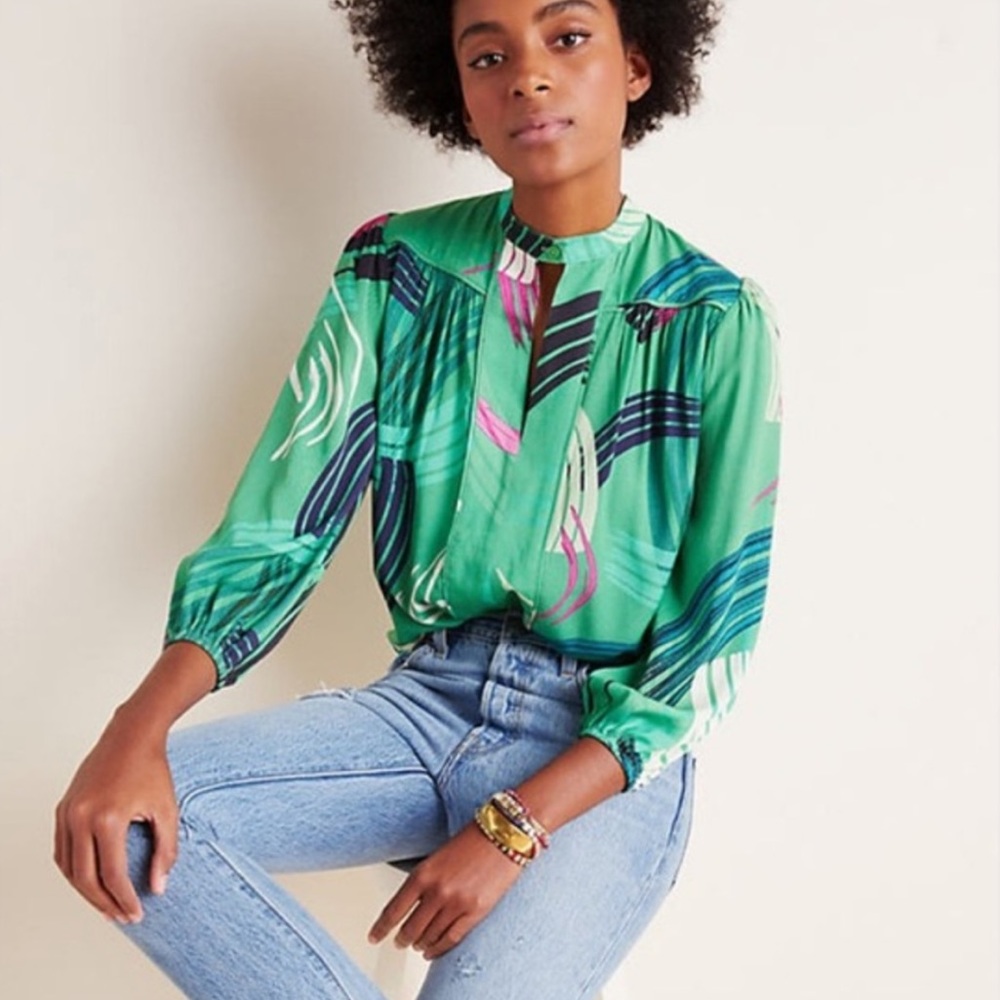 [The Odells] Adeline Print Long Sleeve Blouse-M